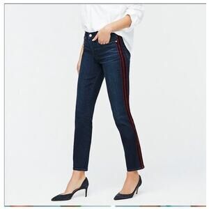 J. Crew Jeans Women 27 Vintage Straight Leg Tuxedo Stripe Mid Rise Preppy Denim